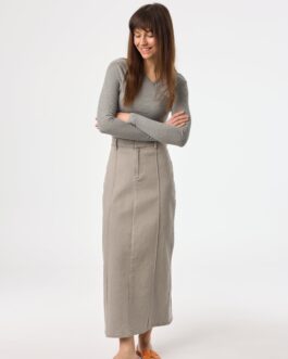Grey Pencil Denim Skirt