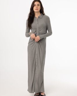 Grey Ruched Cardi Maxi Dress
