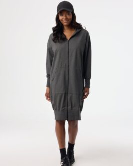 Grey Zipper Sweatshirt Dress
