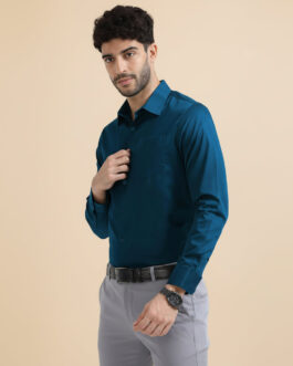 Cambridge Giza Cotton Shirt In Slate Blue