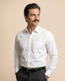Hampstead 2 Ply Giza Cotton Shirt in Pearl White
