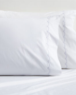 Blue Scallop Stitch Percale Pillowcases Set of 2