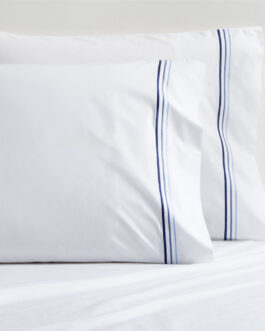 Blue Triple Stitch Percale Pillowcases Set of 2