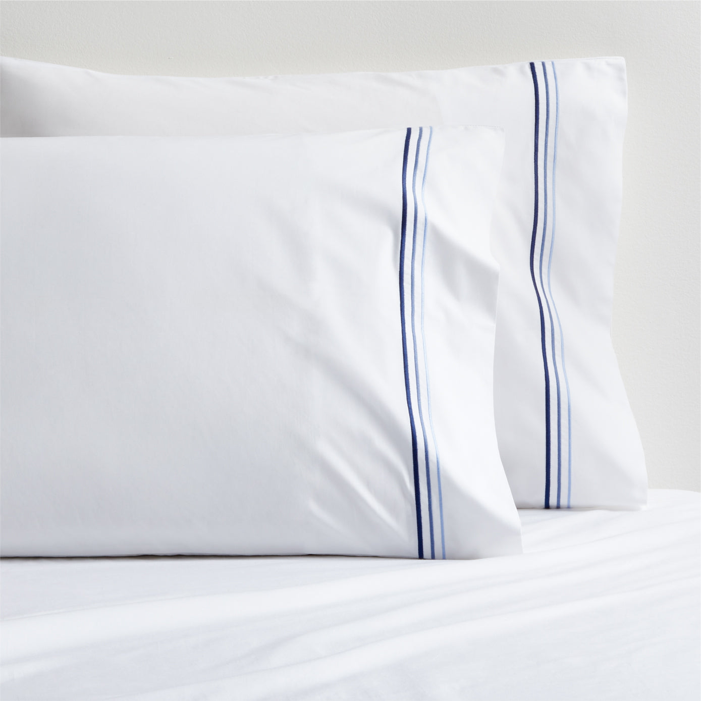 Blue Triple Stitch Percale Pillowcases Set of 2