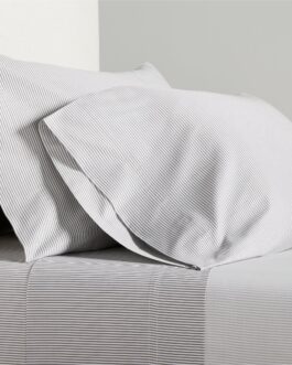 Grey Stripe Cotton-Chambray Sheet Set