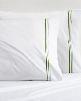 Green Triple Stitch Percale Pillowcases Set of 2