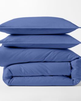 Steele Blue Italian Percale Duvet Set