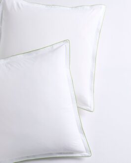 Green Piped Percale Euro Shams Set of 2