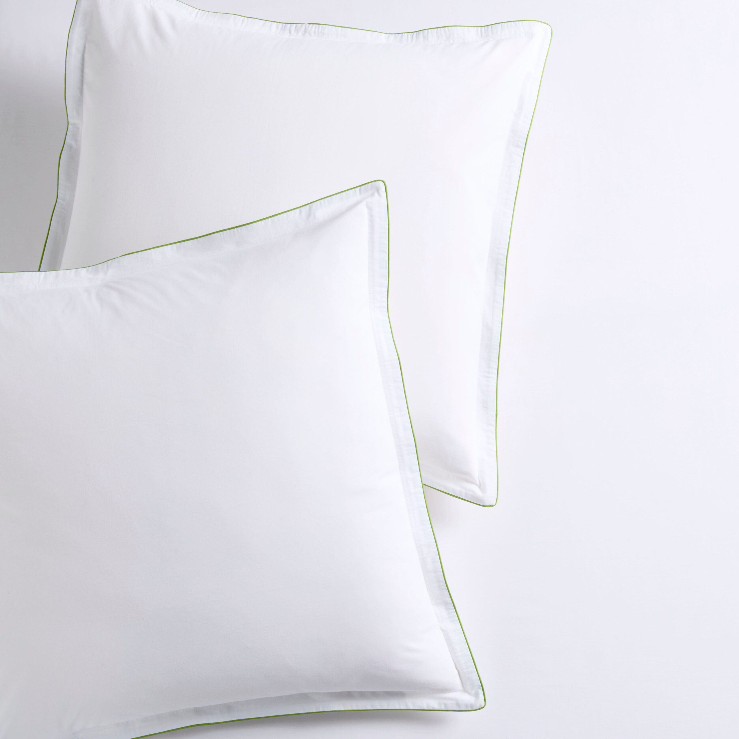 Green Piped Percale Euro Shams Set of 2