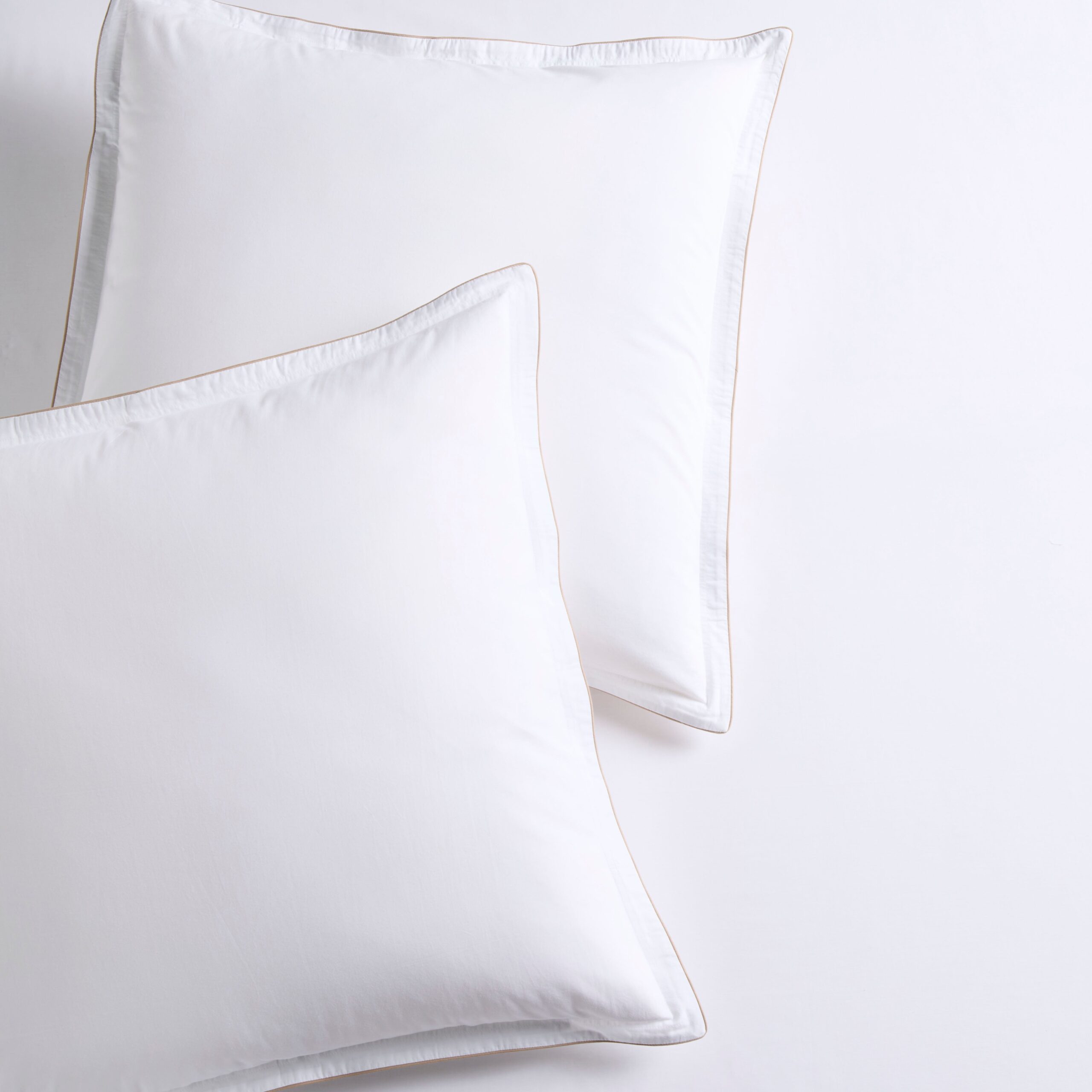 Khaki Piped Percale Euro Shams Set of 2