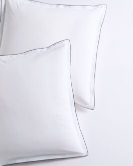 Navy Piped Percale Euro Shams Set of 2