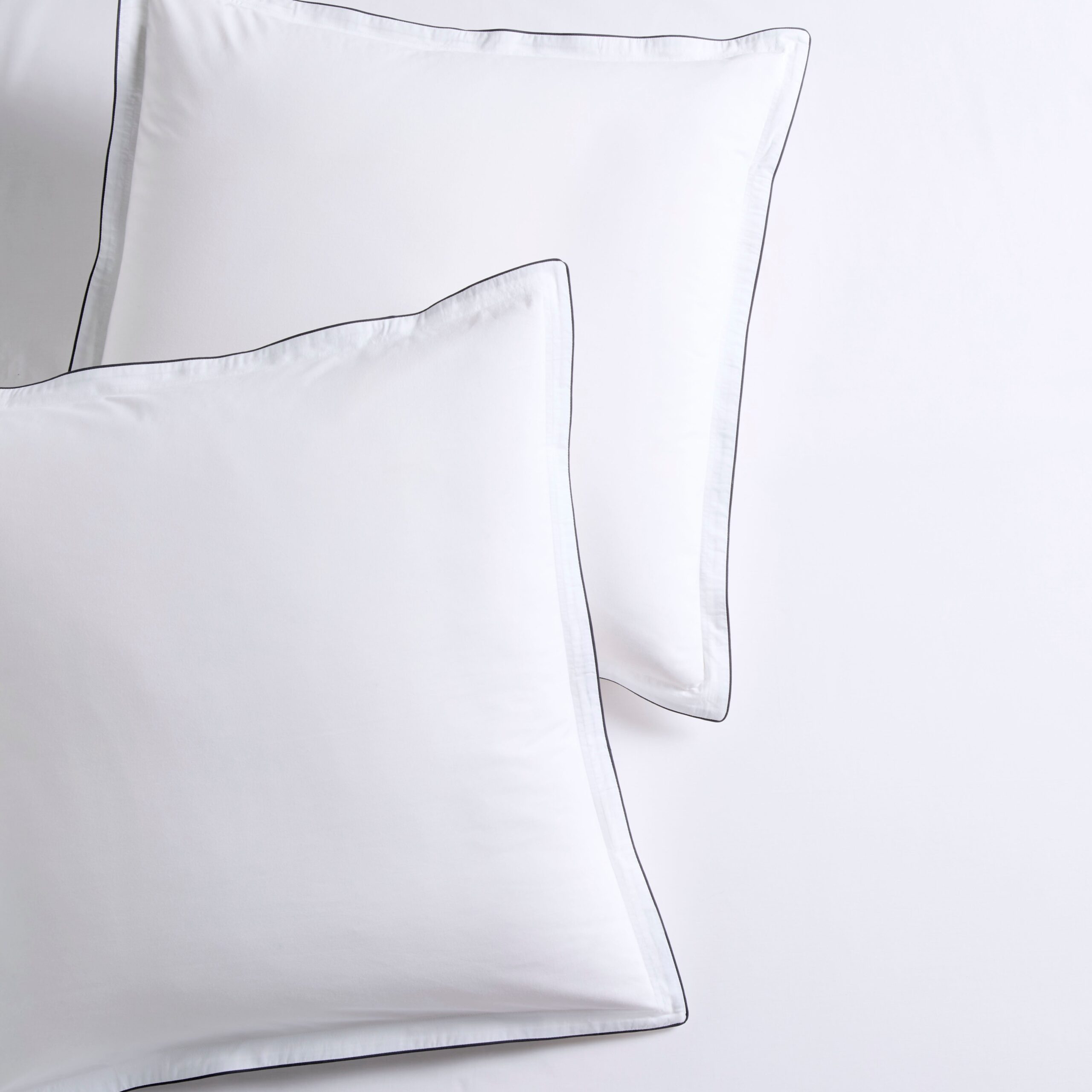 Navy Piped Percale Euro Shams Set of 2