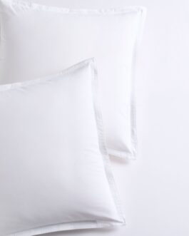 White Piped Percale Euro Shams Set of 2