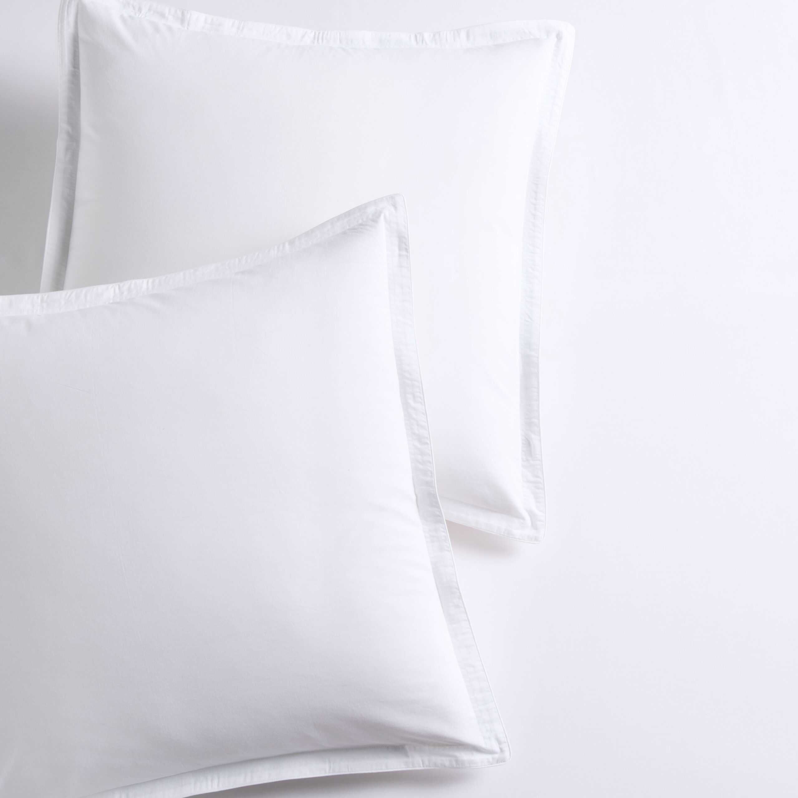 White Piped Percale Euro Shams Set of 2
