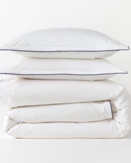 Navy Piped Percale Duvet Set