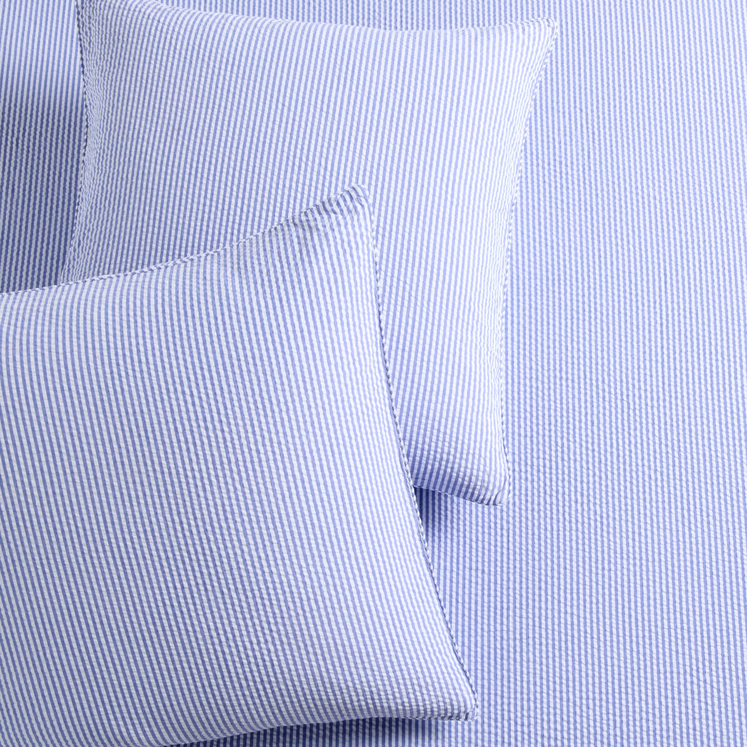 Blue Seersucker Stripe Cotton Euro Shams Set of 2