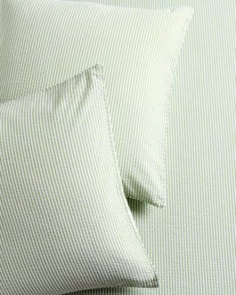 Green Seersucker Stripe Cotton Euro Shams set of 2