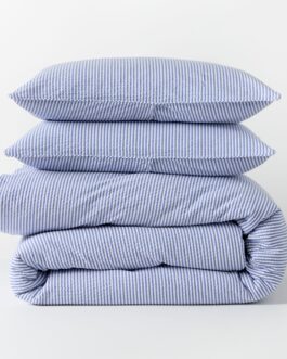 Blue Seersucker Stripe Cotton Duvet Set