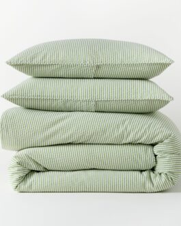 Green Seersucker Stripe Cotton Duvet Set