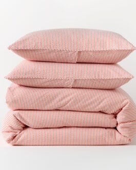 Orange Seersucker Stripe Cotton Duvet Set