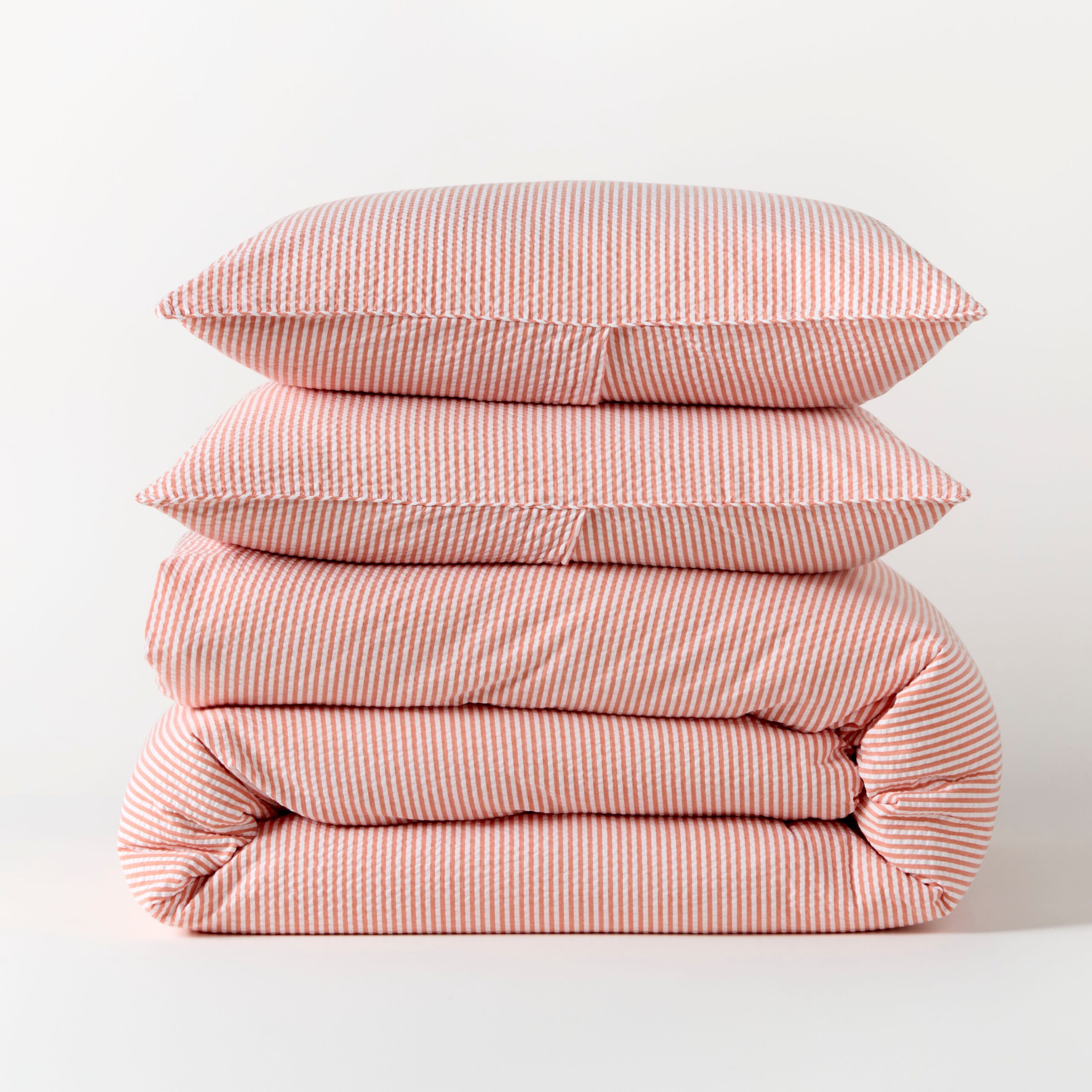 Orange Seersucker Stripe Cotton Duvet Set