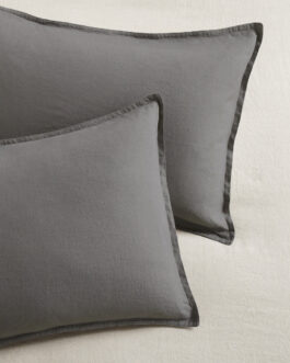 Grey Washed-Linen Pillow Shams Set of 2