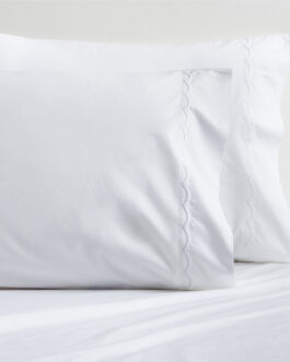 White Scallop Stitch Percale Pillowcases Set of 2