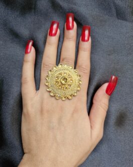 Women Golden Stone Studded Ring
