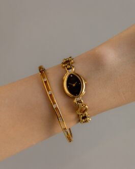 Vintage Rhythm Midnight Oval Gold Watch