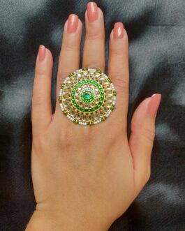 Women Green Kundan Ring