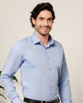 Imperial Herringbone 2 Ply Giza Shirt In Cornflower