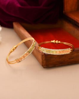 Women Gold Artifical Beads Slip On Bangle
