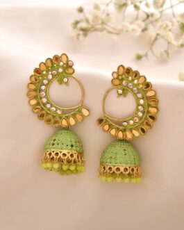 Women Mint Green Artifical Beads Post And Back Earrings