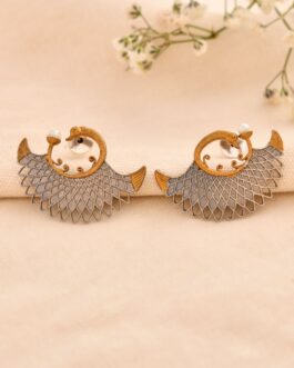 Women Silver Artifical Beads Post And Back Earrings