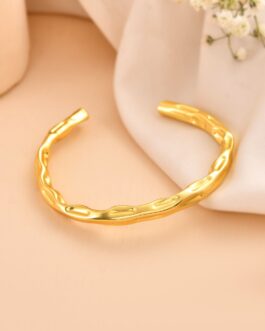 Women Gold Artifical Beads Slip On Bracelet