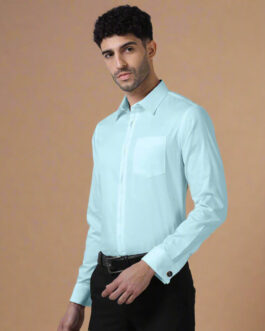 Keneth Sky Blue Shirt with Signature Concealed  Placket & French Cuff