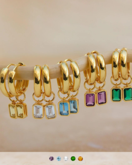 Dangling Gemstone Hoops