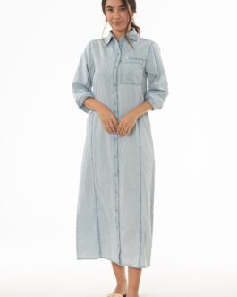 Light Blue Denim Pocket Maxi Dress