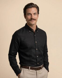 Breeze Linen Full Sleeves Shirt In Midnight