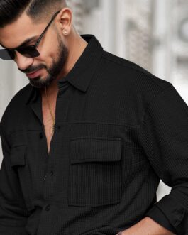 Elliot Cargo Knit Black Lycra Full Sleeve Shirt