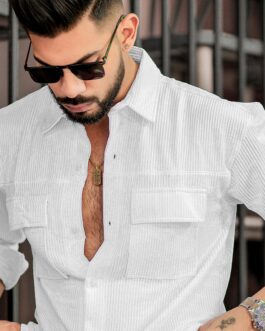 Elliot Cargo Knit White Lycra Full Sleeve Shirt