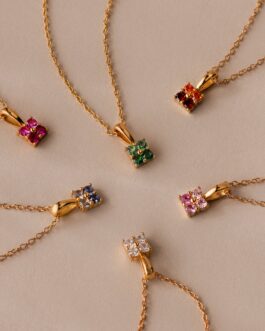 Ombre Birthstone Flower Necklace