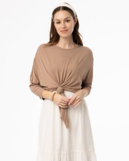 Mocha Dolman Tie Knot Tee