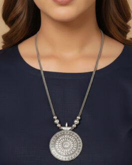 Women Round Mandaliya Silver Plated Necklace
