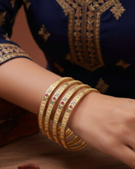 Women Set Of 4 Gold Plated Artificial Stone Bangle