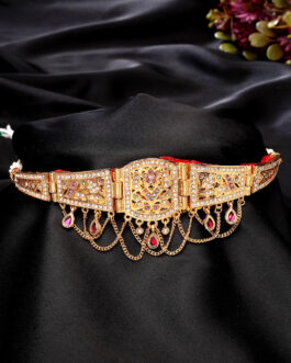 Women Gold-Plated Cubic Zirconia Stone Studded Rajputi Choker Necklace