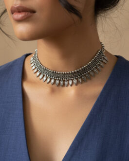 Women Oxidised Silver Plated Choker Necklace For Girls &
