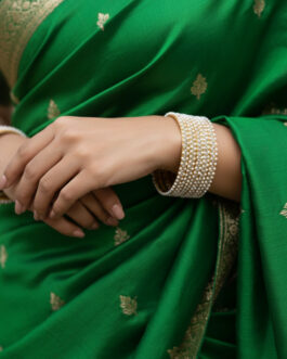 Women Set Of 4 Gold Plated Pearls Handcrafted Bangles
