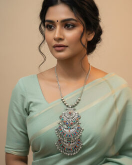 Women Oxidized Silver Plated Multi Stone Banjara Necklace
