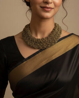 Women Vintage Braided Beads Golden Coloured Necklace